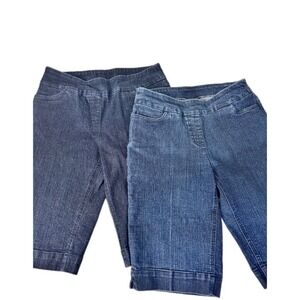 Lot of 2 Slim-sation by Multiples Women's Pull On Denim Bermuda Shorts‎ Size 4